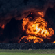 Flames rage at the tire dump in the town of Sesena in Toledo province, located in southern Spain.